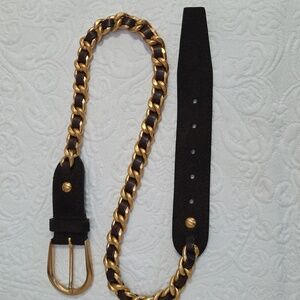 Miu Miu Leather & Gold Chain Belt